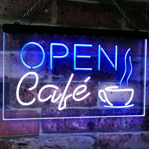 Cafe Open Dual LED Neon Light Sign